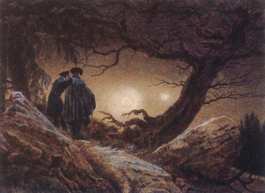 Caspar David Friedrich Two Men Looking at the Moon